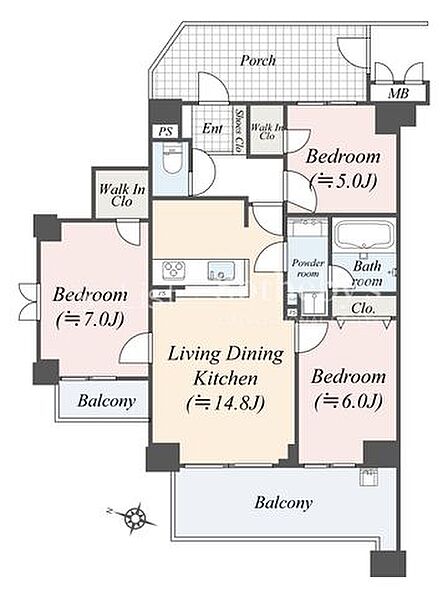 玄関ポーチ面積:10.59m2。※図面と異なる場合は現況を優先