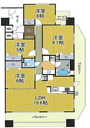 キングスクエアヴィルジア大阪 4LDKの間取図画像