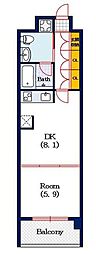 エグゼレジデンスタワー 1DKの間取図画像