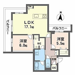 ShaMaison 青山通り 2LDKの間取図画像