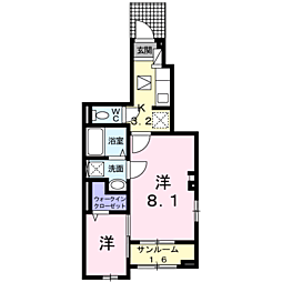 フォレストテラスワン 1Kの間取図画像