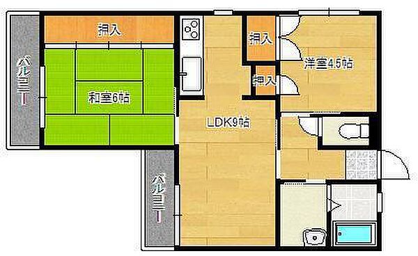 グリーンガーデンハイツ到津 ｜福岡県北九州市小倉北区上到津1丁目(賃貸マンション2LDK・3階・49.00㎡)の写真 その2