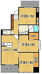 ヒルクレスト小倉高峰グランデ 3LDKの間取図画像