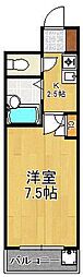 リファレンス南小倉 1Kの間取図画像