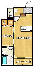 オルタンシア 1LDKの間取図画像