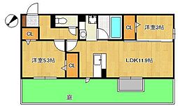 M・K・K 高峰町 2LDKの間取図画像