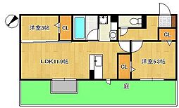 M・K・K 高峰町 2LDKの間取図画像