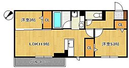 M・K・K 高峰町 2LDKの間取図画像