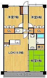 シャトレ大手町N 3LDKの間取図画像