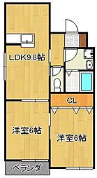 フレシール緑ヶ丘 2LDKの間取図画像