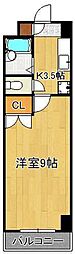 アヴィニール清水 1Kの間取図画像