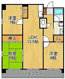 パストラール 3LDKの間取図画像