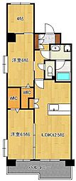 コンプレート金田 2LDKの間取図画像