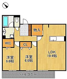 サクレ愛宕 2LDKの間取図画像