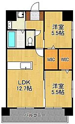 KSK南小倉コアプレイス 2LDKの間取図画像