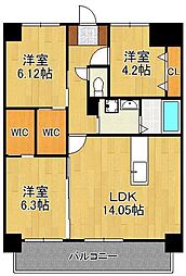 KSK南小倉コアプレイス 3LDKの間取図画像