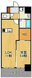 アドヴァンスコート中井 1LDKの間取図画像