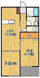 R'sレジデンス愛宕 2LDKの間取図画像