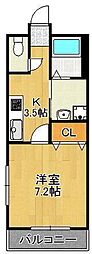 ミーナ清水 1Kの間取図画像