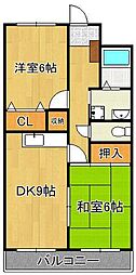 ルネッサンス宮ノ尾1 2LDKの間取図画像