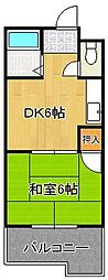 朝日ハイツ 1DKの間取図画像