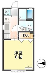 コーポ小原2 1Kの間取図画像