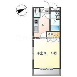 ヴィル・グラシュードゥ 1Kの間取図画像