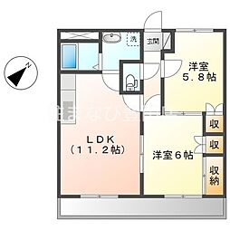 フェニックスカワイC 2LDKの間取図画像
