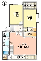シティライフ 2LDKの間取図画像
