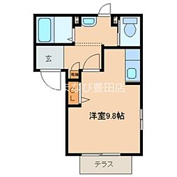 ラグーナ前山 ワンルームの間取図画像