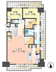 野村三好ケ丘ヒルズ参番館 2LDKの間取図画像