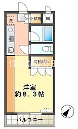 ウッディハウス2 ワンルームの間取図画像