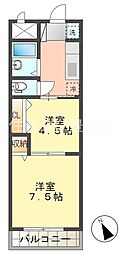 ベルドミール平戸橋1番館 2Kの間取図画像