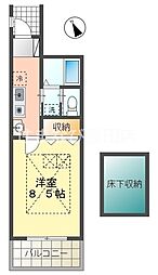 ドミール市木 1Kの間取図画像