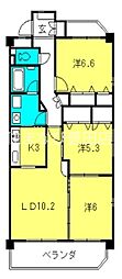 シンシア東山台 3LDKの間取図画像