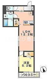 クレール・ビュウ 1LDKの間取図画像