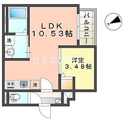 Jack kamigoI 1LDKの間取図画像