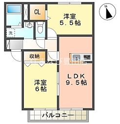 メゾン越戸C 2LDKの間取図画像