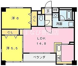 ルミエール園原 2LDKの間取図画像