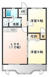 コーポラスコスモス 2LDKの間取図画像