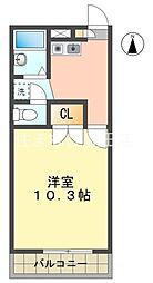 プレジールサン 1Kの間取図画像