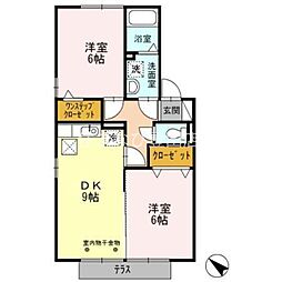 カーサフェリーチェB 2DKの間取図画像