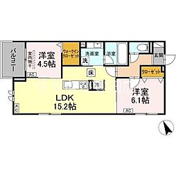 GRAND D-ROOM平芝 2LDKの間取図画像