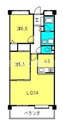 シンシア東山台 2LDKの間取図画像