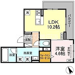 primevere花園 1LDKの間取図画像