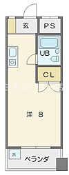 レジデンス元城 ワンルームの間取図画像