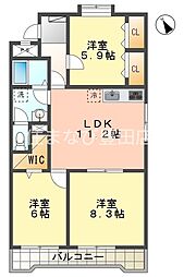 東新スカイハイツ 3LDKの間取図画像