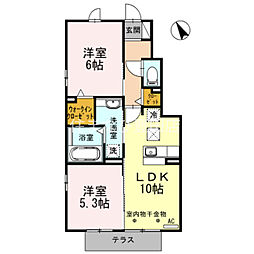 セジュール初音 2LDKの間取図画像
