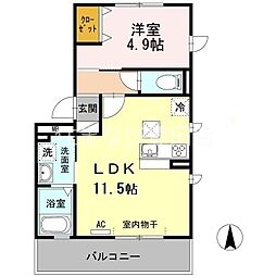 エクレールB 1LDKの間取図画像