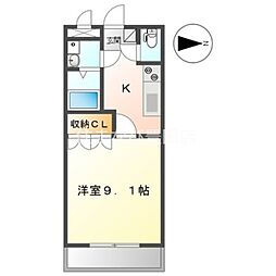 シャイン花園 1Kの間取図画像